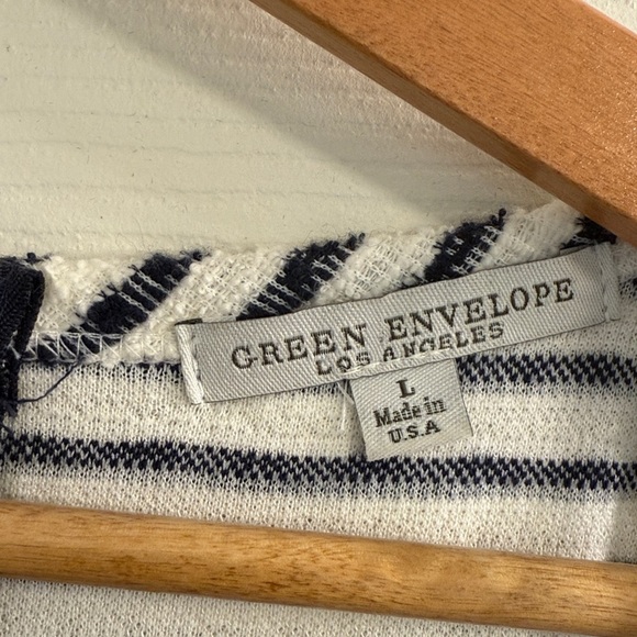 Green Envelope Navy and White Striped Top - Picture 2 of 5